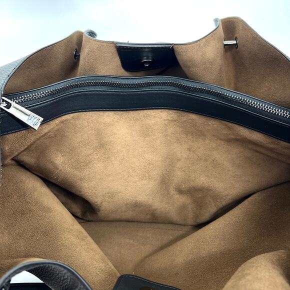 Sondra Roberts Squared Vegan Leather Tote Satchel Black Shoulder Bag Purse Large - Picture 7 of 12